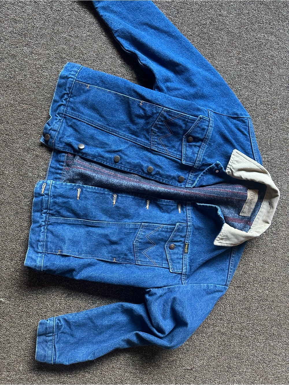 Vtg 80s Wrangler Blanket Lined Denim Jacket M-159 USA Made Trucker Western L